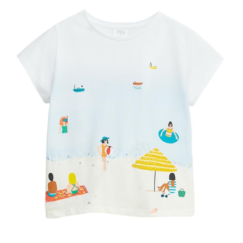Zara PRINTED SEQUIN T-SHIRT